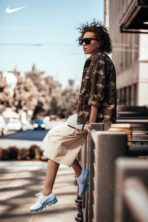 A person wearing Nike shoes